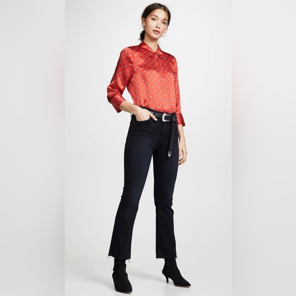 L'AGENCE Silk Jil Blouse in Royal Red Multi Maestro, size Large - Picture 5 of 13